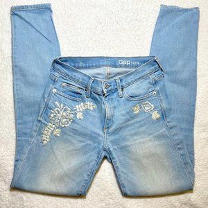 GAP Embroidered Light-wash Straight Jeans (Size 25)